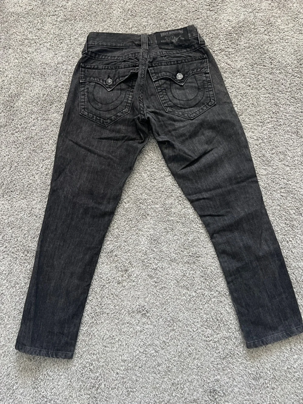 True Religion Men’s Ricky Straight Black Denim Jeans Flap Pockets - Size 34